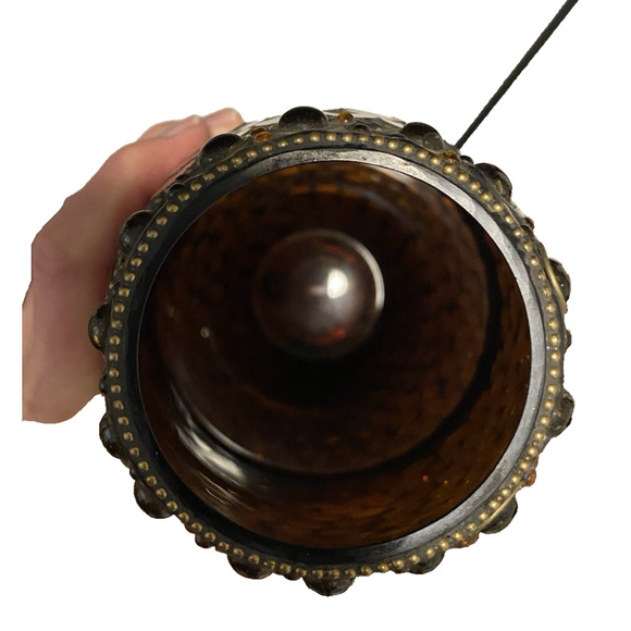 Pier 1 Stained Glass Red Iridescent Mosaic Vase /Centerpiece 10” Tall Metal Trim - Picture 4 of 8